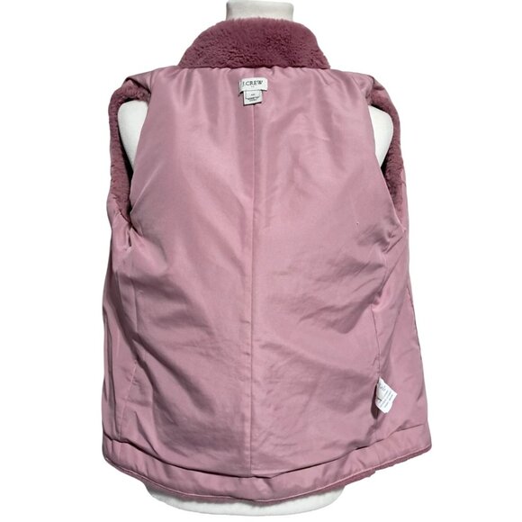 J.Crew Factory Faux Fur Teddy Vest Guava Berry Pink XS Cozy Zip Barbiecore - Picture 11 of 12
